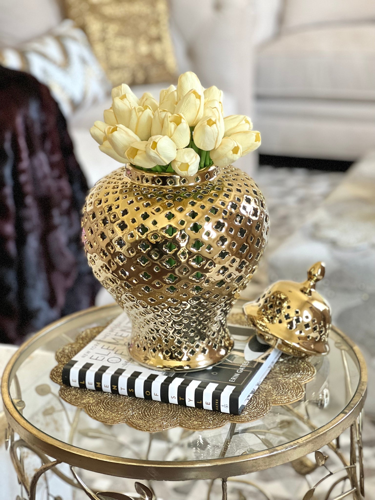Ella Gold Lattice Ginger Jar (Multiple sizes)