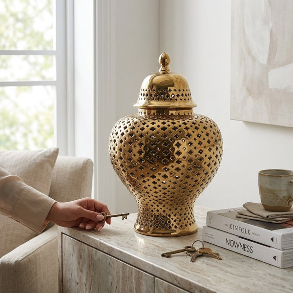 Ella Gold Lattice Ginger Jar (Multiple sizes)