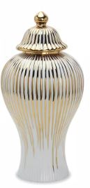 Eliott White/ Gold Ginger Jar Multiple Sizes