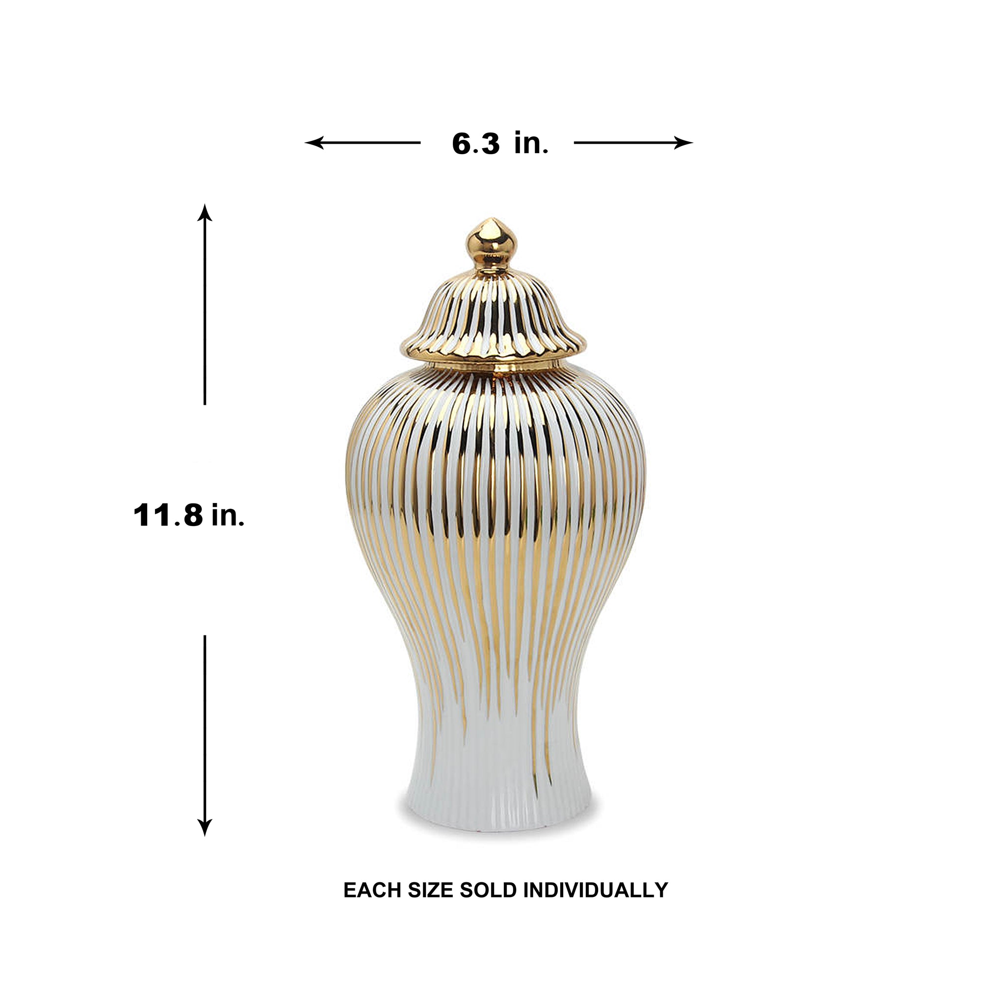Eliott White/ Gold Ginger Jar Multiple Sizes