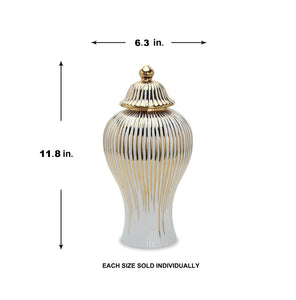 Eliott White/ Gold Ginger Jar Multiple Sizes
