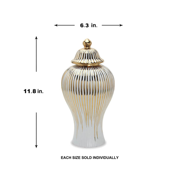 Eliott White/ Gold Ginger Jar Multiple Sizes