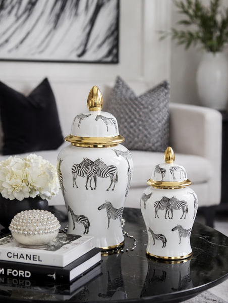 Zeb White Ceramic Ginger Jar (Multiple Sizes)