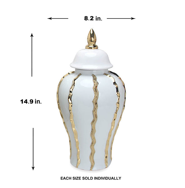Mason White/Gold Ruffle Ginger Jar (Multiple sizes)