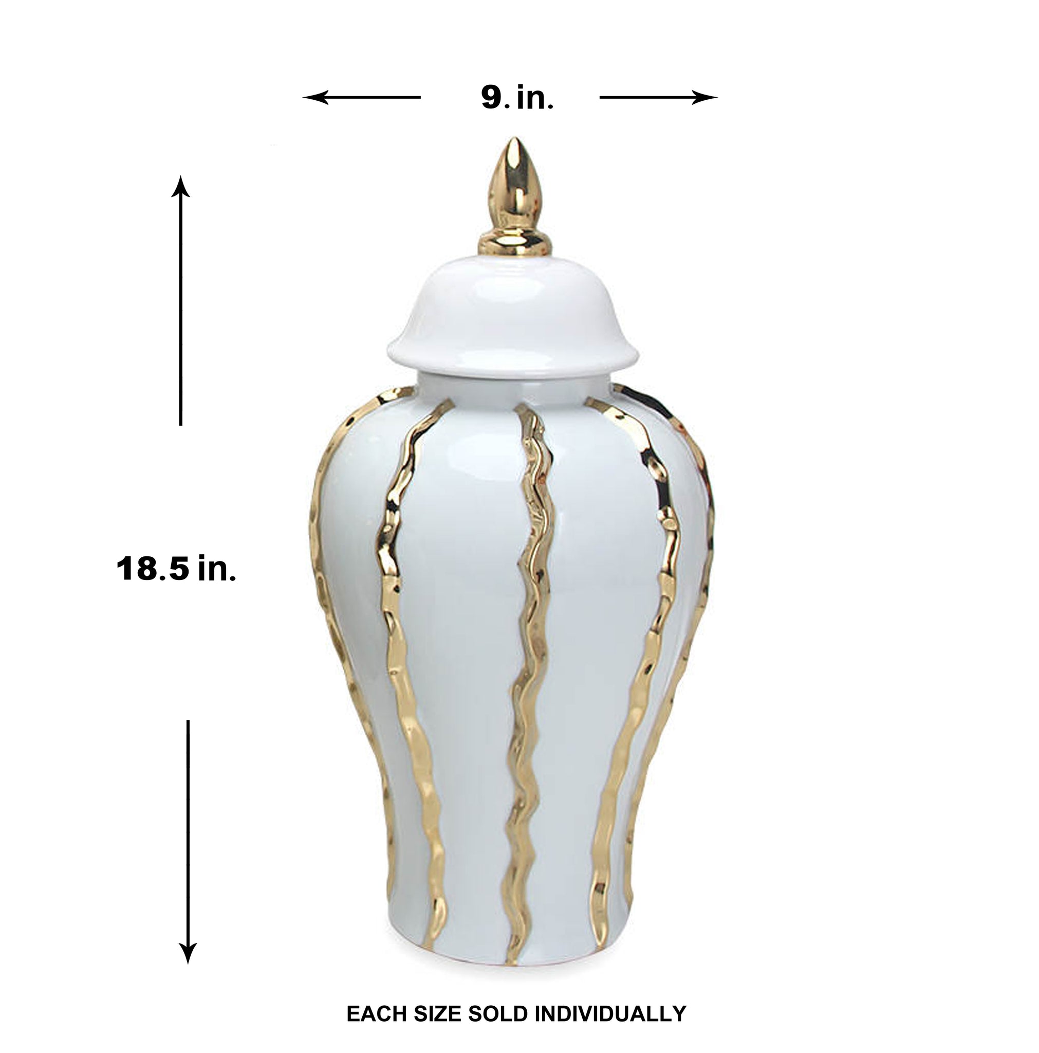 Mason White/Gold Ruffle Ginger Jar (Multiple sizes)