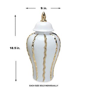 Mason White/Gold Ruffle Ginger Jar (Multiple sizes)