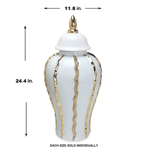 Mason White/Gold Ruffle Ginger Jar (Multiple sizes)