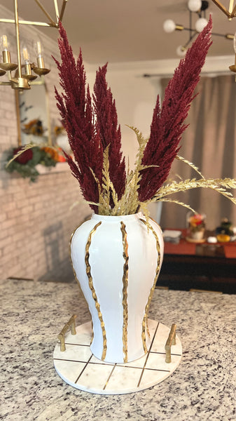 Mason White/Gold Ruffle Ginger Jar (Multiple sizes)