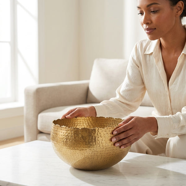 Bella Gilded Hammered Bowl set of 3, Gold (11",6",5")