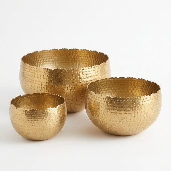 Bella Gilded Hammered Bowl set of 3, Gold (11",6",5")
