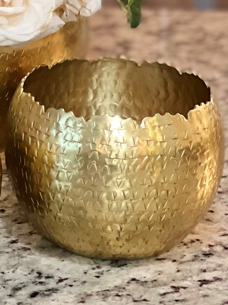 Bella Gilded Hammered Bowl set of 3, Gold (11",6",5")
