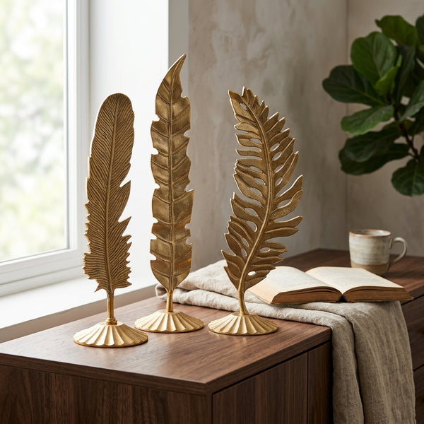 Oliver Leaf Sculpture set of 3, Gold