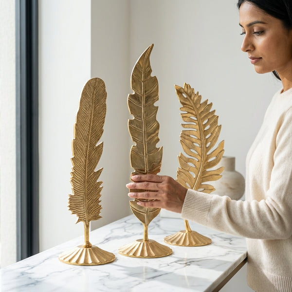 Oliver Leaf Sculpture set of 3, Gold