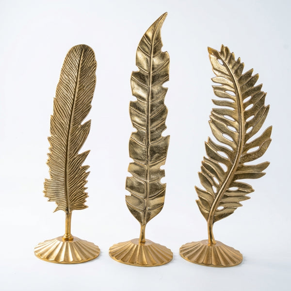 Oliver Leaf Sculpture set of 3, Gold