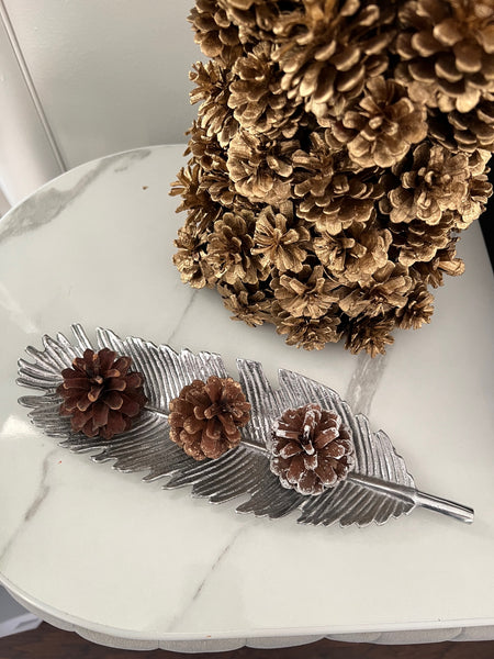 Olivia Leaf tray, Silver 12"