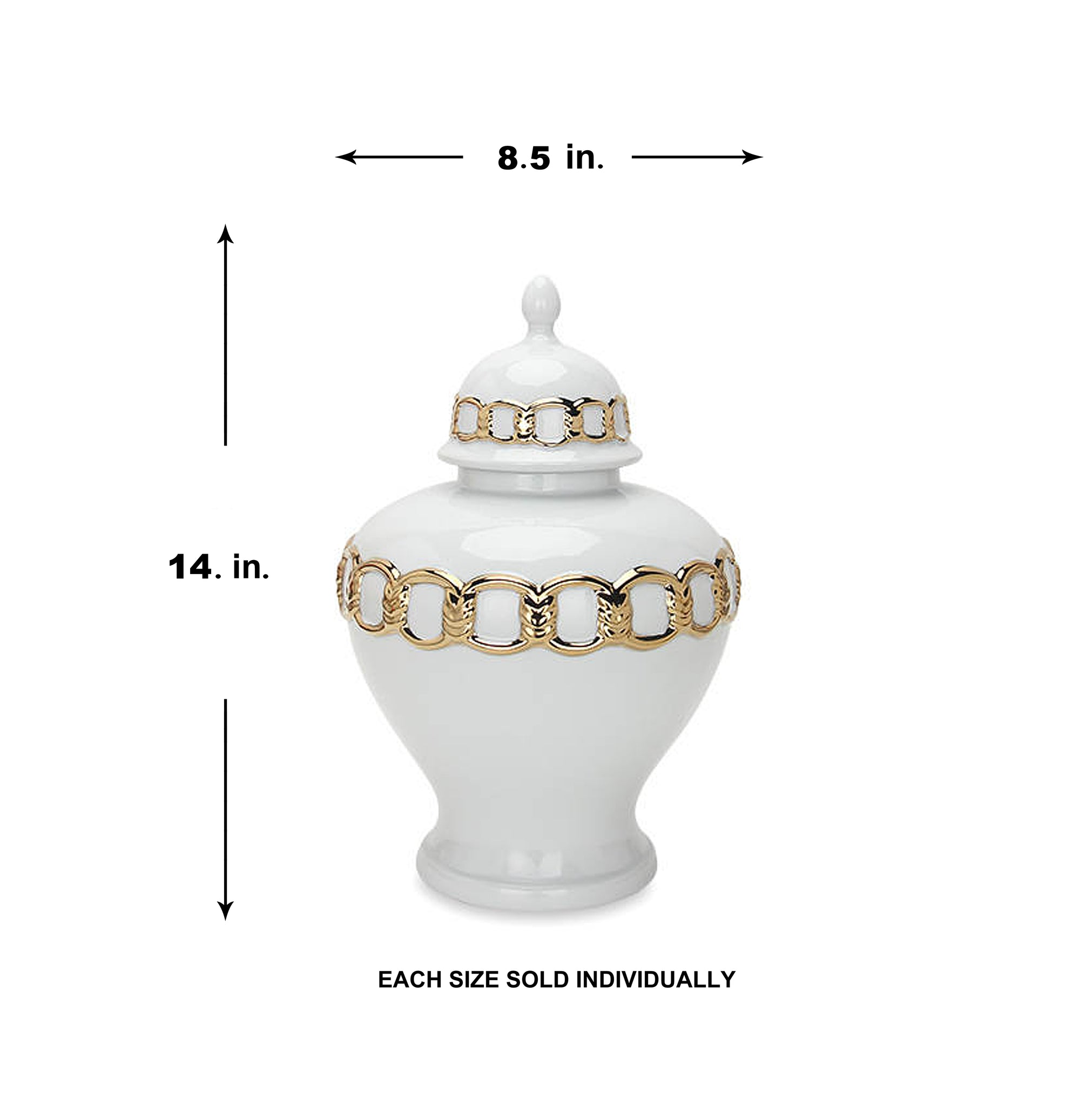 Soph White with Gold Chain Ginger Jar (Multiple Sizes)