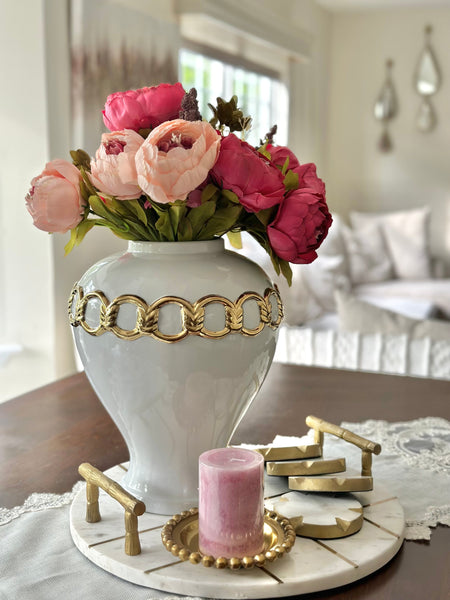 Soph White with Gold Chain Ginger Jar (Multiple Sizes)