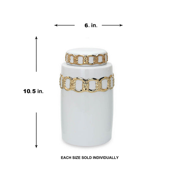 Soph White & Gold Chain Vase