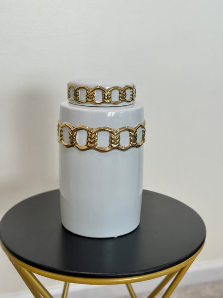 Soph White & Gold Chain Vase
