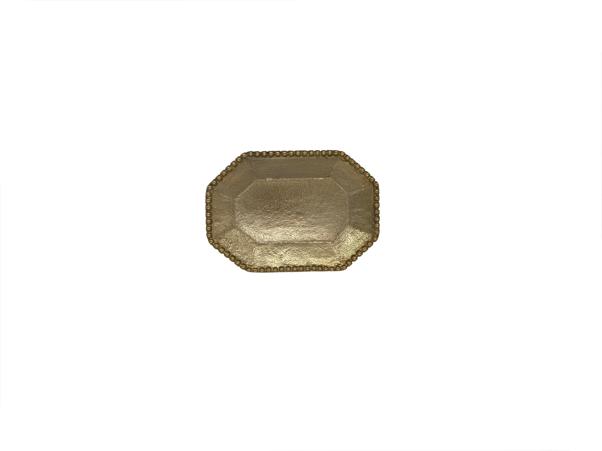Ruth Gold Beaded Tray, Gold (6"x8"x0.5")