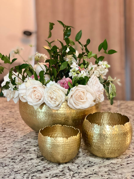 Bella Gilded Hammered Bowl set of 3, Gold (11",6",5")