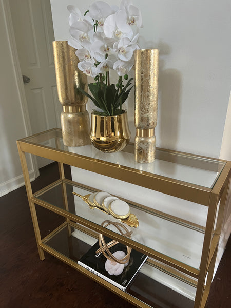 Deena Distressed Gold Cylinder Vase (multiple sizes)