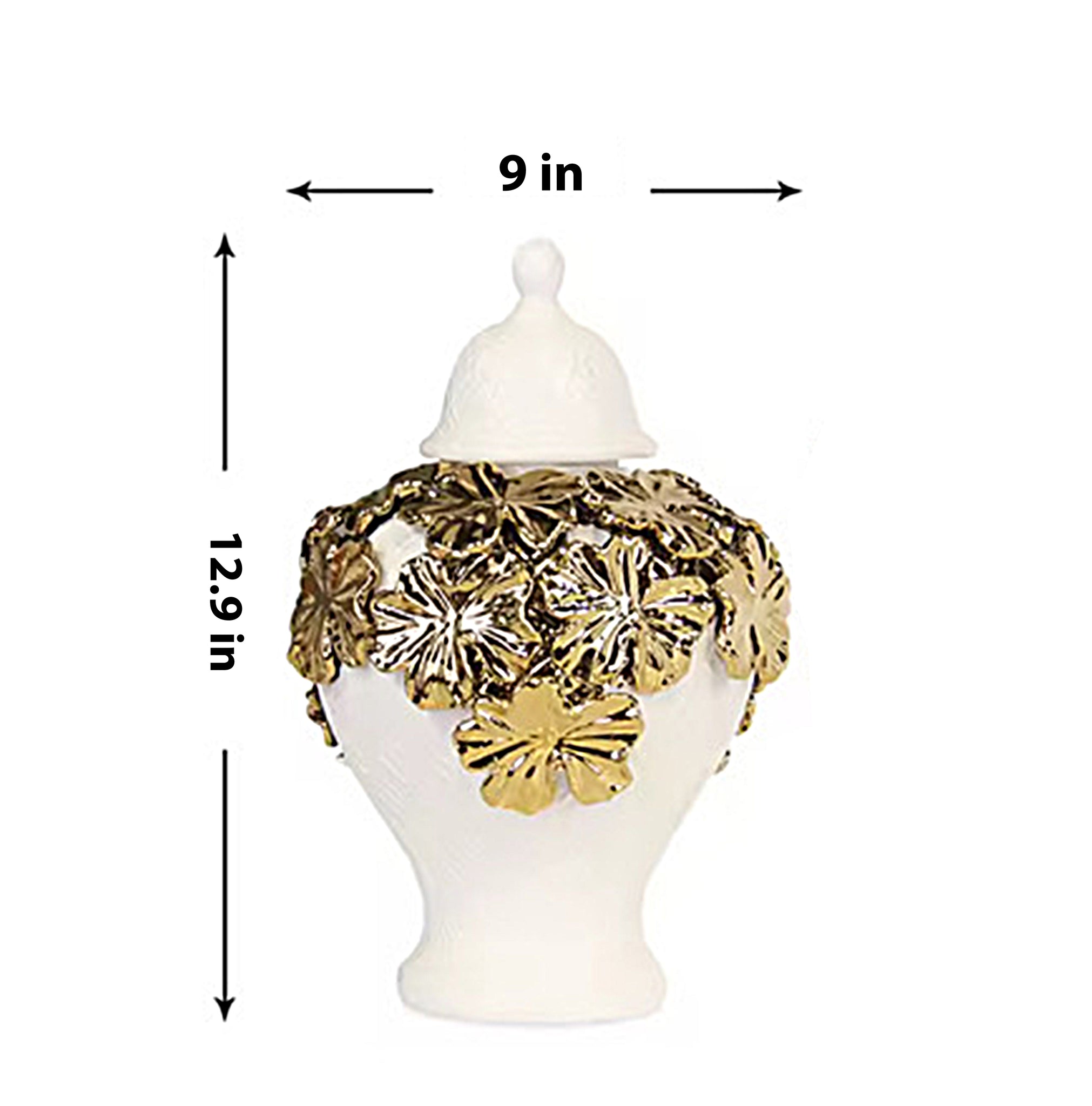 Rosa White/Gold Floral Cluster Ginger Jar (Multiple sizes)