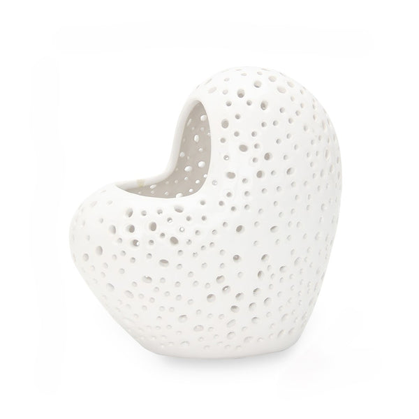 Hearty White & Gold Heart Sculpture Vase