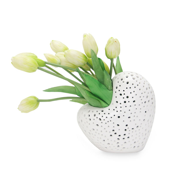 Hearty White & Gold Heart Sculpture Vase