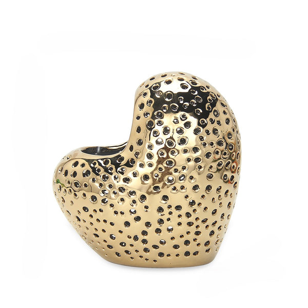 Hearty White & Gold Heart Sculpture Vase
