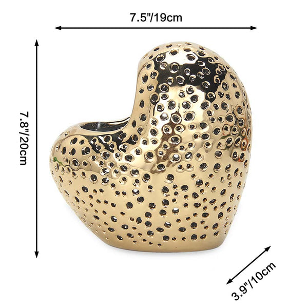 Hearty White & Gold Heart Sculpture Vase