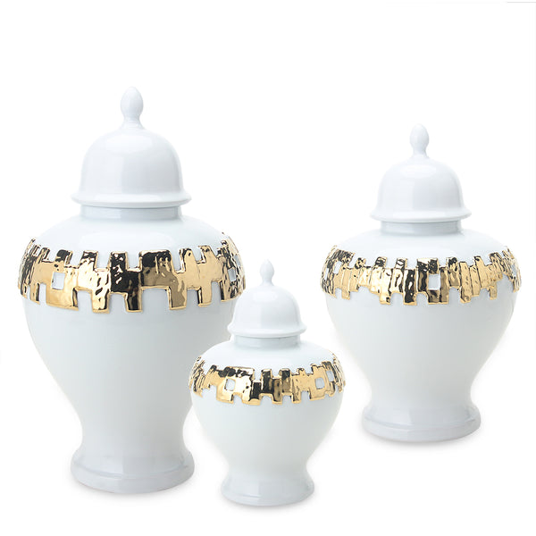 Haylee White with Gold Ginger Jar (Multiple Sizes)