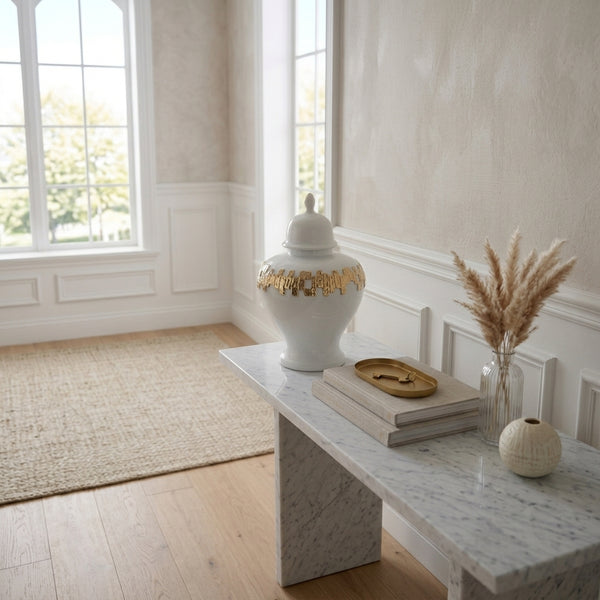 Haylee White with Gold Ginger Jar (Multiple Sizes)