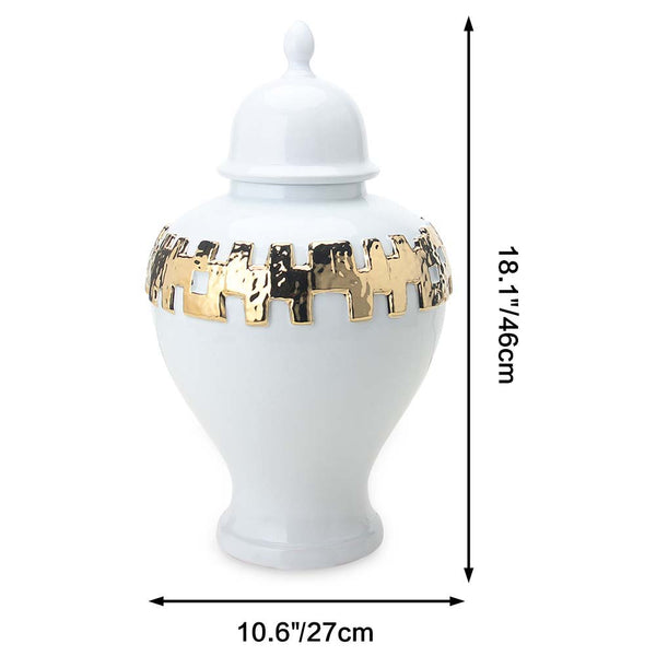 Haylee White with Gold Ginger Jar (Multiple Sizes)