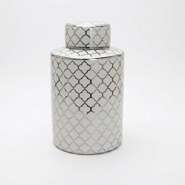 Mila White & SilverTrellis Jar