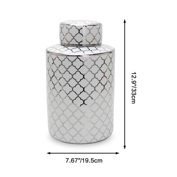 Mila White & SilverTrellis Jar
