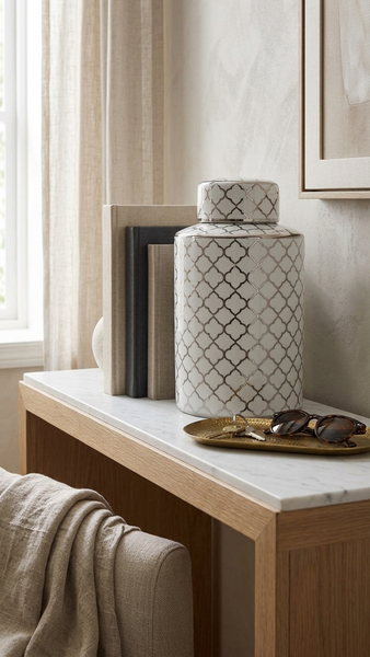 Mila White & SilverTrellis Jar