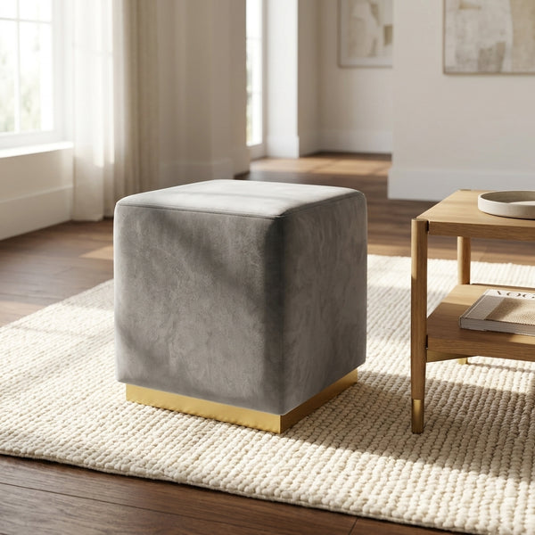 Modern Vicky Square Velvet Ottoman, (15.5"x15.5"x16.5")