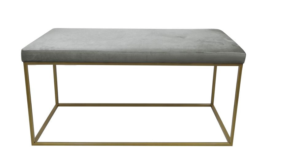 Modern Beth Grey Bench with Gold accent