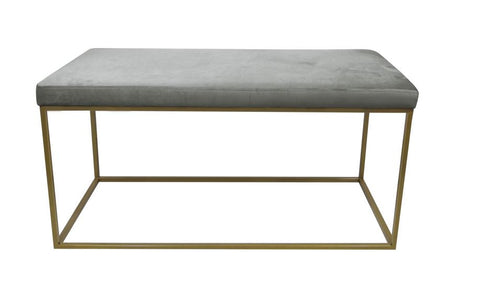 Modern Beth Grey Bench with Gold accent