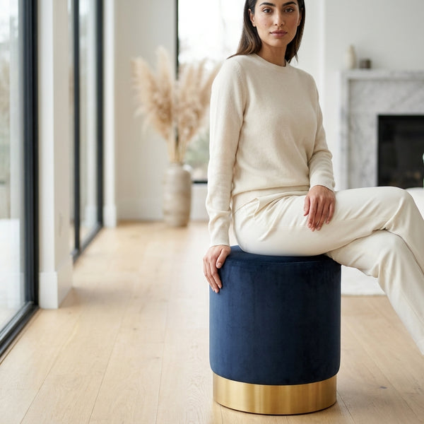 Liam Velvet Ottoman, (14"x14"x16")