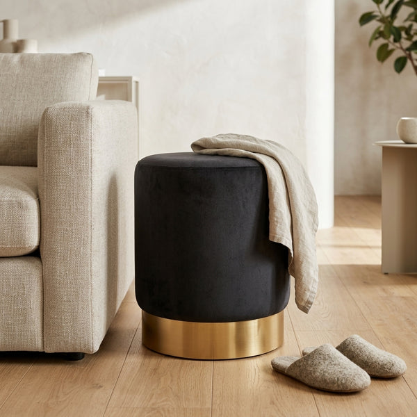 Liam Velvet Ottoman, (14"x14"x16")