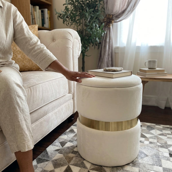 Ava Storage Ottoman, (13"x13"x15")