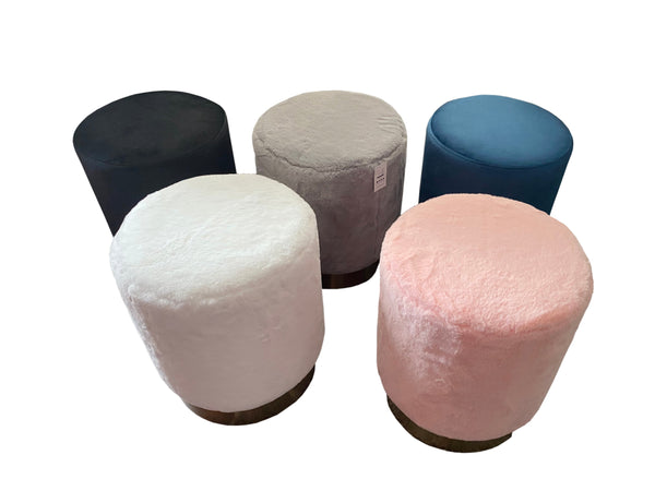 Liam Faux Fur Ottoman, (14"x14"x17")