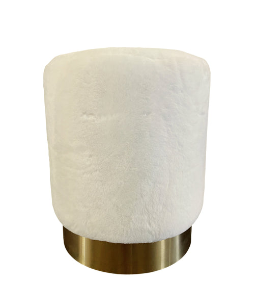 Liam Faux Fur Ottoman, (14"x14"x17")