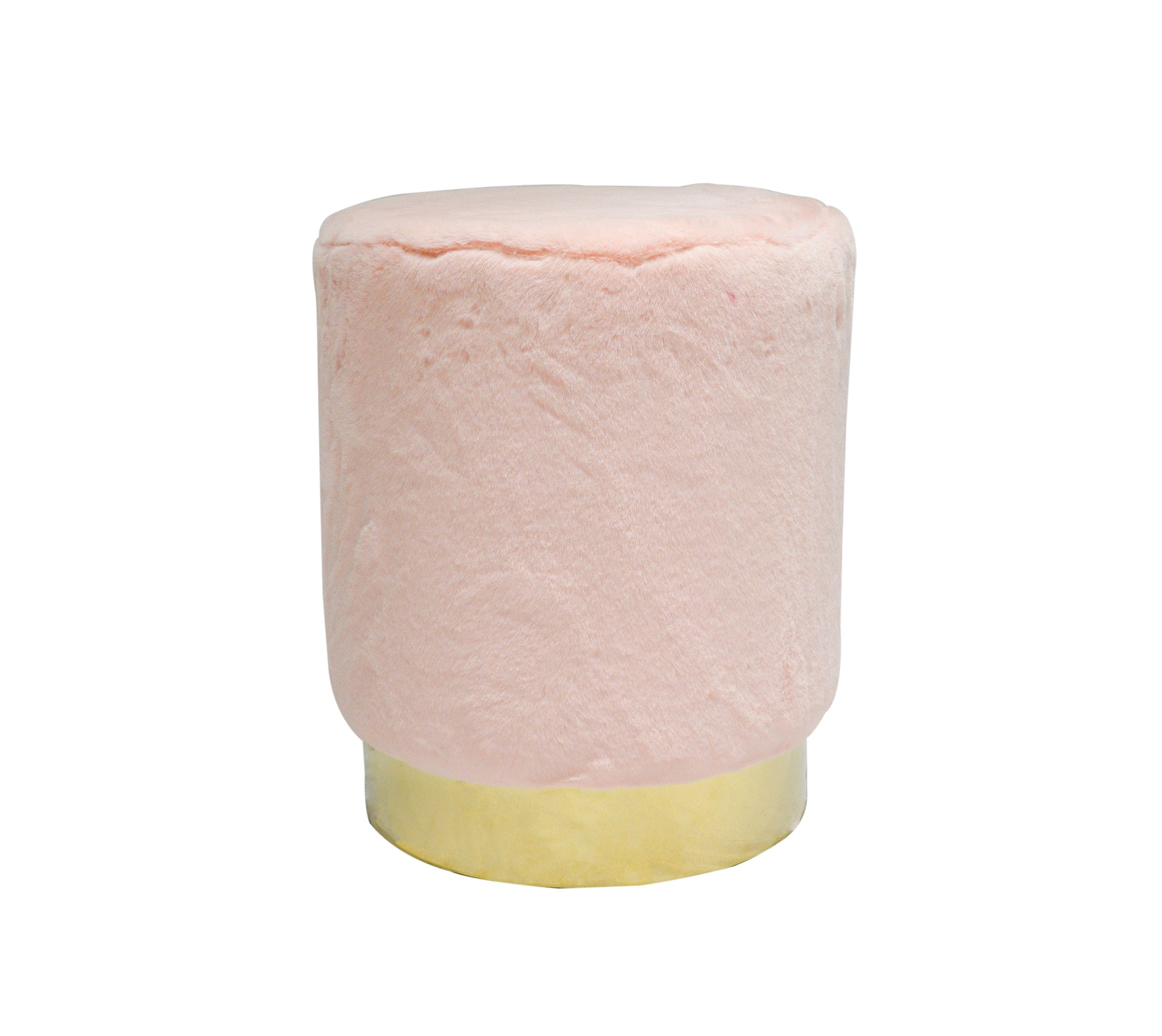 Liam Faux Fur Ottoman, (14"x14"x17")