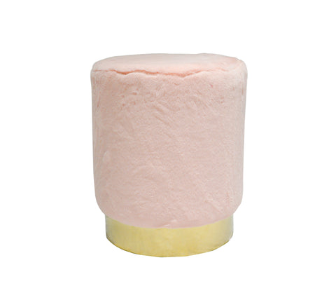 Liam Faux Fur Ottoman, (14"x14"x17")