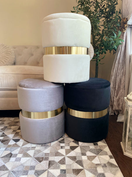 Ava Storage Ottoman, (13"x13"x15")