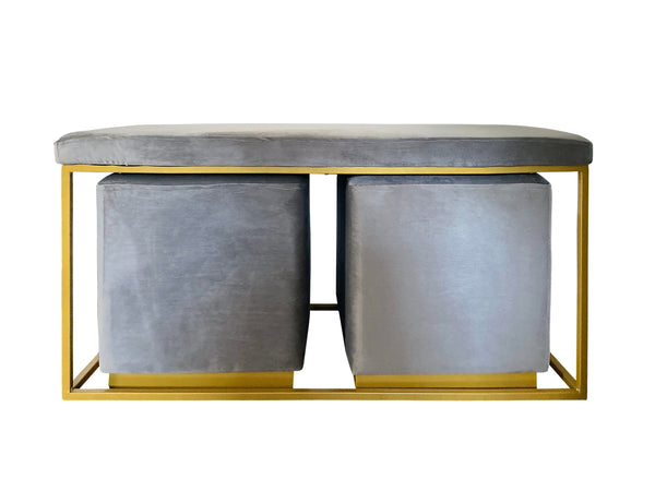 Modern Vicky Square Velvet Ottoman, (15.5"x15.5"x16.5")