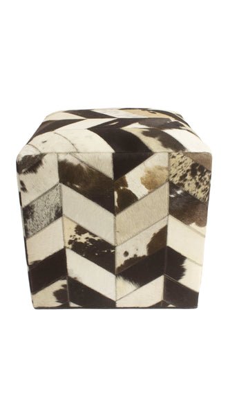 Geometric Hide Pouf Levi, Black (18"x18"x18")
